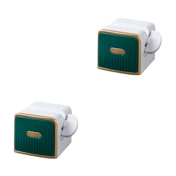 Langgg Wall-mounted Toothpaste Squeezer Punch-less Dispenser Cleaning Rolling Holder Bathroom Supply Household Washroom Green 2Set