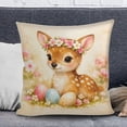 thumbnail image 2 of Beautynvta Easter Pillow Covers, 17.3x17.3 Inch Spring Floral Colorful Eggs Forest Animals Printed Throw Pillowcase, Easter Themed Cushion Cases for Couch Sofa Bed Decor, 2 of 5