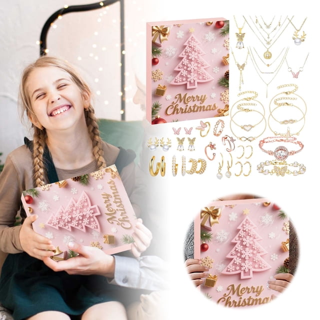 Countdown Surprise 24 Days Advent Calendar Featuring Unique Jewelry For Girls Holiday Party Festive Celebration