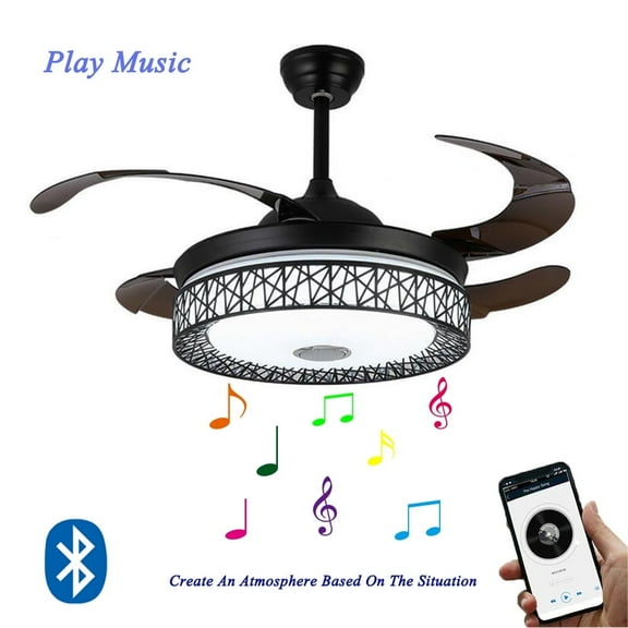FINE MAKER 42-Inch Chandelier Ceiling Fan, Modern, LED, Ceiling Mount, with Remote Control