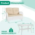 thumbnail image 7 of VIVIJASON 2-Piece Patio White Wicker Loveseat Glider Set Cushioned, Outdoor Conversation Furniture Sets W/ 2-Seater Glider Rocking Bench, Coffee Table and Cushions for Porch Garden Poolside, Beige, 7 of 7