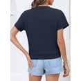 thumbnail image 5 of HOWCOME Short Sleeve Tops for Women Trendy Cropped Tee Round Neck Loose Fit Summer Casual Basic Shirts Navy Blue, 2X-Large, 5 of 6