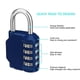 thumbnail image 3 of Combination Locker Padlock,4 Digit Coded Padlock,Gym Lock(Blue), 3 of 5