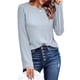 thumbnail image 2 of Camisetas de Larga para Mujer, Ropa de Moda de Otoño, Tops Modernos, Camiseta Básica de Punto con Cuello Redondo Gris S, 2 of 9