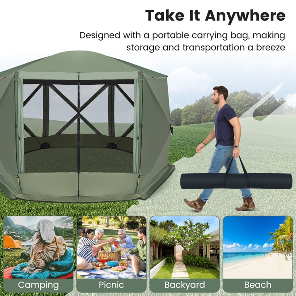 Aimee Lii 11.5 X 11.5 FT Pop-Up Screen House Tent with Portable Carrying Bag, Oversize Privacy Tent, Easy Set Up Privacy Shelter, Green