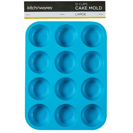 Large Silicone Muffin/Cupcake Pan - Pack Of 2 Non-Stick, BPA-free Food Grade Mold / Baking Tray - Heat Resistant up to 450° - Dishwasher & Microwave Safe, Bakeware, (Red) - By Kitch N’