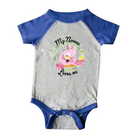 

Inktastic Baby Flamingo My Nonna Loves Me with Flower Wreath Gift Baby Boy or Baby Girl Bodysuit