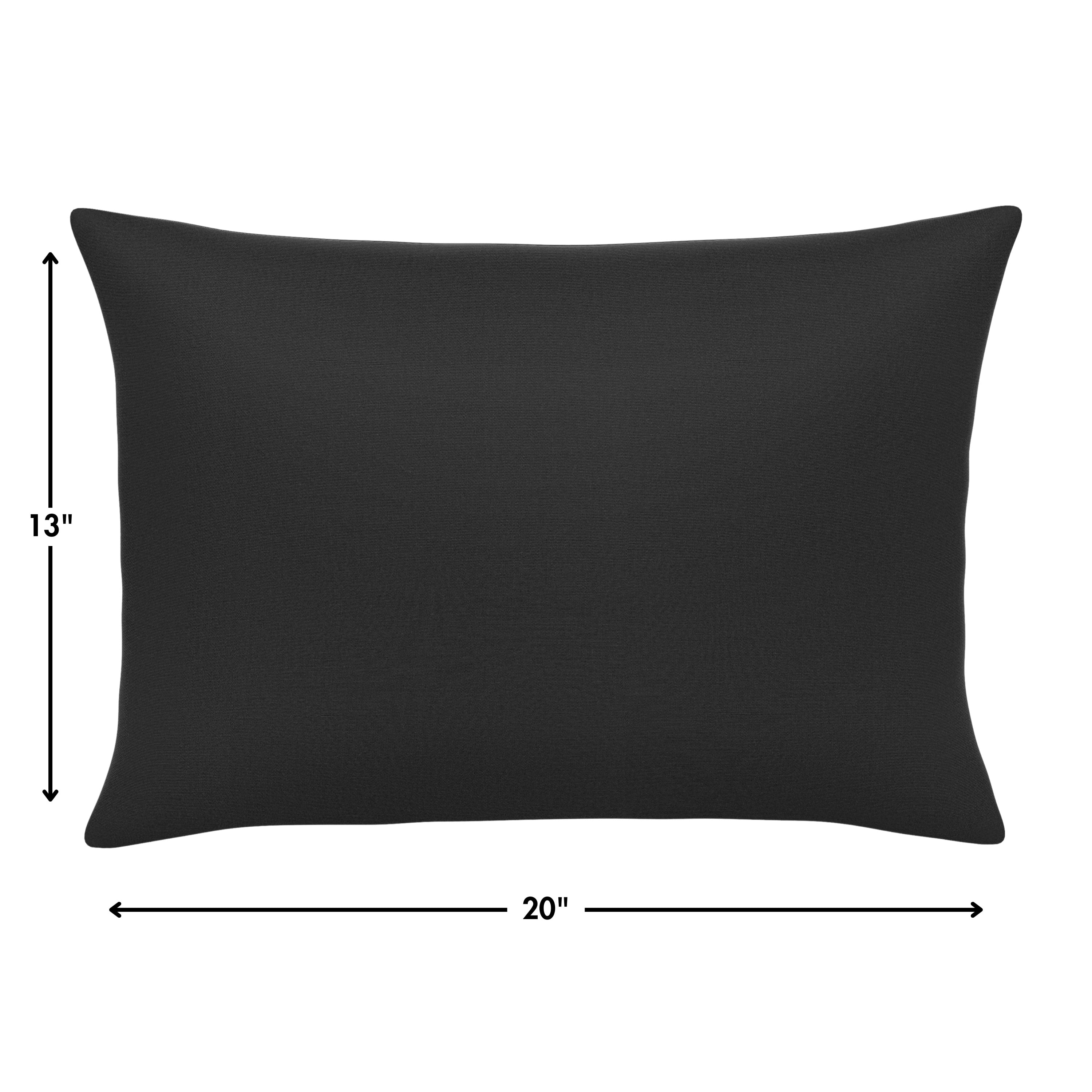 Casual Cushion Outdoor Lumbar Pillow, Sunbrella Fade & Water Resistant for Patio Furniture & Porch Swings, 19"W x 12"L, 6" thick, Reversible, Canvas Black