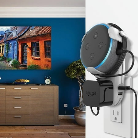 Accell - Power Wall Charger with Holder for Amazon Echo Dot 3rd Gen and 2 USB-A Charging Ports