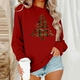 thumbnail image 3 of asdoklhq Winter Sweaters for Women's Round Neck Hoodless Christmas Printed Casual Loose Sweatshirt Wine M, 3 of 7