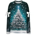 thumbnail image 4 of HUAXUN-Christmas Sweatshirt Women Loose Fit - Santa Tree & Sleeve Bow Design Holiday Pullover Long Sleeve Casual Top for Christmas Party Gift(Multicolor4,M), 4 of 5