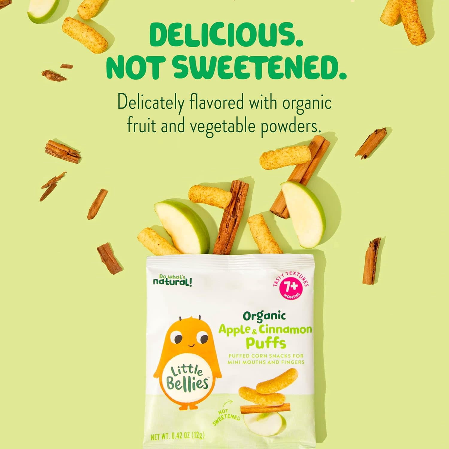 Little Bellies Organic Apple & Cinnamon Puffs 0.42 oz Bag, (9 Pack)