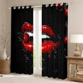 thumbnail image 2 of Feelyou Black Red Lips Curtains Pack of 2 (42x84 Each), Fashion Cherry Curtains Blackout, 2 of 6