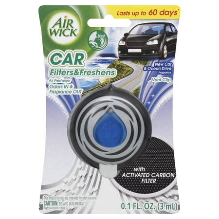 Air Wick Slow Release Car Air Freshener with Carbon Air Filter, New Car