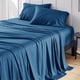 thumbnail image 1 of Juego de sábanas para cama, tamaño king, rayón, bambú, color azul pavo real, 1 of 5