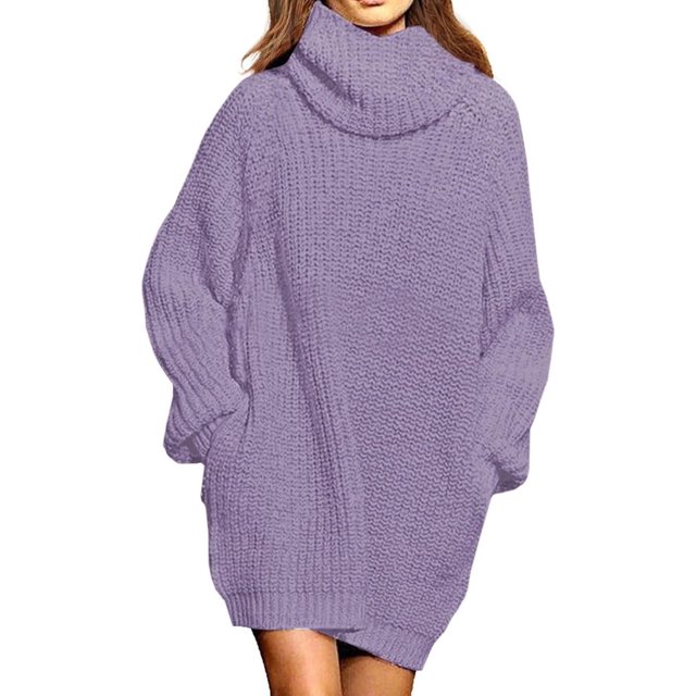 LAICAIW Robe Chandail Longue Ample à Col Roulé Oversize pour Femmes