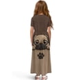 thumbnail image 2 of Uourmeti Cute Pug Paw Print Girls Maxi Summer Dress with Pocket Short Sleeve Spring Boho Long Sundress Casual School for Kids, Size 13-14 Years, 2 of 7