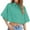 Green, variant on Red Womens Cute Sleeve Crop Tops Collar Button down Loose Tees Shirts Blouse, M