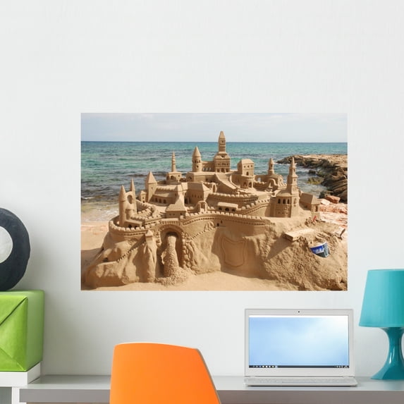 Sandcastle Beach Wall Mural by Wallmonkeys Peel and Stick Graphic (24 in W x 16 in H) WM116226