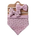 thumbnail image 2 of OAVQHLG3B Baby Girls Plaid Print Bibs Set Cute Linen Cotton Double Sided Saliva Headband Set 1 Bib Wipe 2 Bow Tiara, 2 of 2