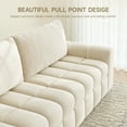 thumbnail image 4 of 82" Chenille Fabric Loveseat Sofa, Comfy 3 Seater Couches for Living Room, Rounded Armrests & Pull Point Seat Cushion, Beige, 4 of 8