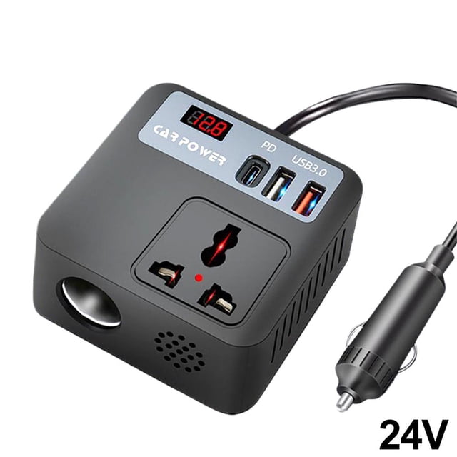 Car Inverter, 200W Power Conversion, Black/White ABS, Quick Installation and Multiple Protections