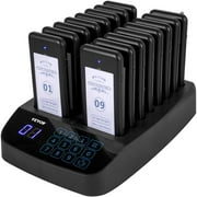 VEVOR F101 Restaurant Pager 16 Coasters Paging System Max 98 Nursery Pager Wireless Paging Queuing Calling System Touch Keyboard with Vibration, Flashing and Buzzer for Social Distance Hotel and Cafe