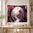 thumbnail image 5 of Moon Gate with Pagodas and Cherry Blossoms, Mystical Dreamy Japanese Inspired for Nature Lovers, Asian Landscape Wall Art, Housewarming Gift Tapestry Wall Hanging for Living Room and Bedroom, 5 of 7