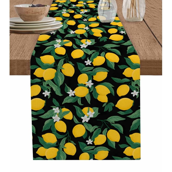 Hokiten Table Runners 90 Inches Long Dress Scarves, Orange Lemon Farmhouse Coffee/Dining/Kitchen Table Runner for Living Room, Spring Leaves Vintage Pastoral Country 13x90 Inch