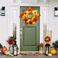 thumbnail image 5 of Halloween Pumpkin Wreath Wall Hanging | Autumn Maple Leaf & Berry Harvest Festival Decor | Orange Plastic Door Decoration | Fall Thanksgiving Home Entryway Centerpiece | 12x11 Inches, 5 of 6