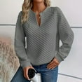 thumbnail image 2 of Yigetop Women Fall Clothes, Womens Sleeve Textured Sweatshirts Casual V Neck Pullover Tops Hoodie Fall Winter Fashion Clothes 2025 Womens Fall Shirts Grey S, 2 of 6