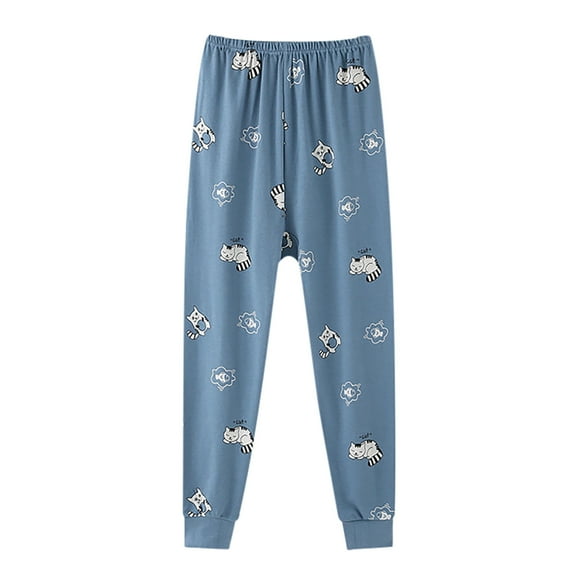 TOOYOU Boys Pants Unisex Pajamas Kids Cartoon All Over Print Soft Animal Sleep Pajamas Pants Size 5-6 Years , Blue