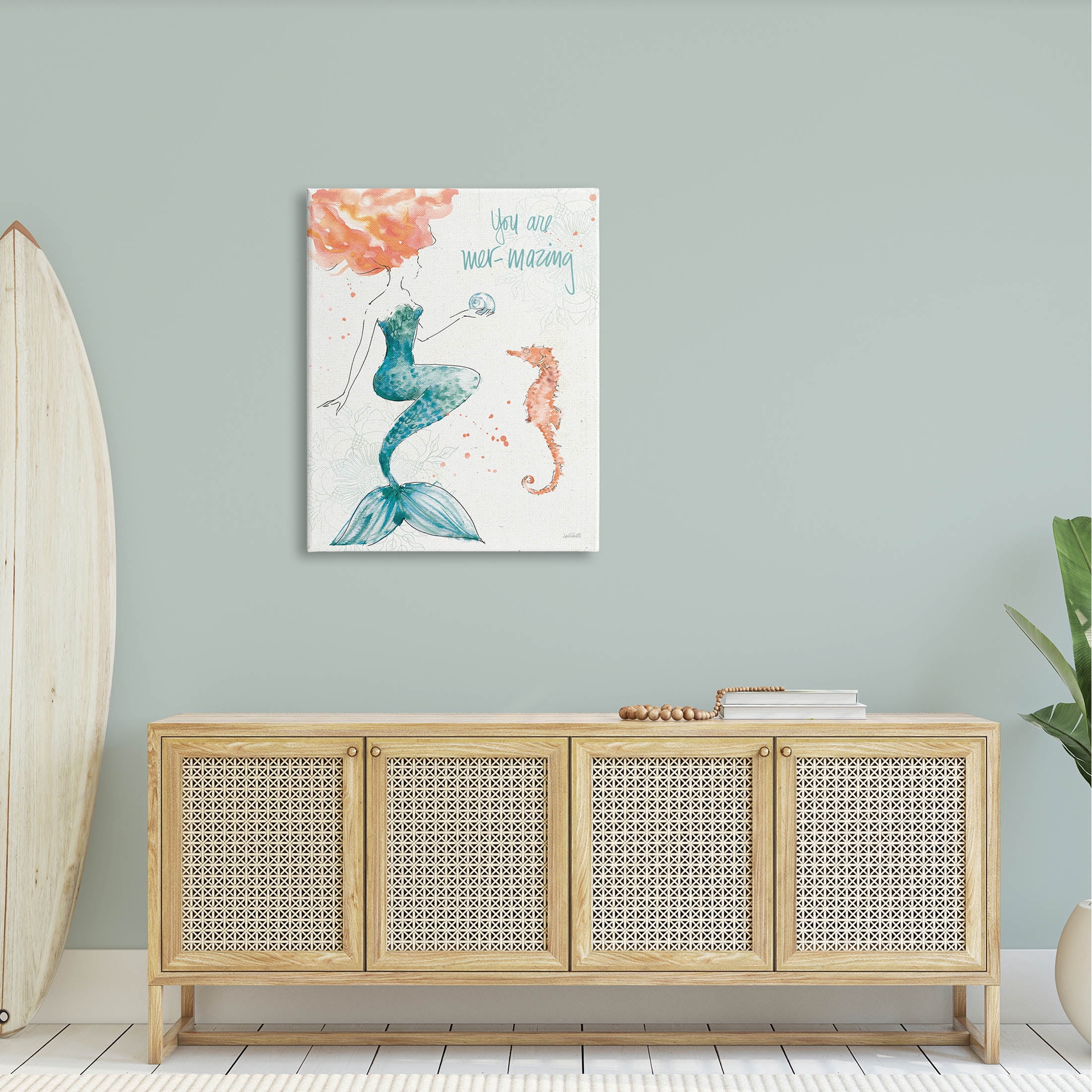 Stupell Industries Mer-Mazing Uplifting Mermaid Phrase Graphic Art Gallery Wrapped Canvas Print Wall Art, Design by Anne Tavoletti