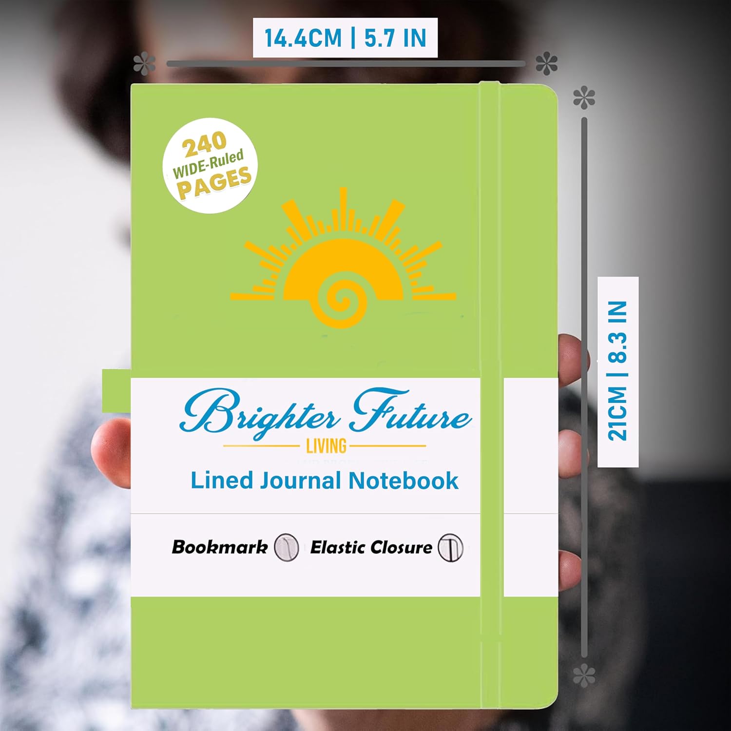 Lined Journal Notebook – A5 Faux Leather Hardcover | 240 Ruled Pages | Writing, Travel, Business, School | Journal for Women & Men – Great Gift for Teachers & Graduates (Green)