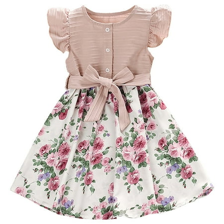 

HTGFGMGW Flower Girl Dress Toddler Girls Short Sleeve Hanfu Dress Floral Prints Tassel Dress Princess Dress Clothes Girls Summer Outfits Red-b