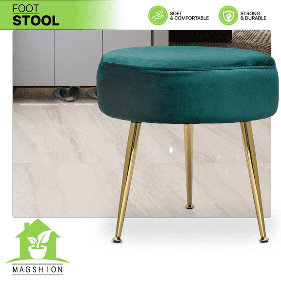 RTYJGD Green Modern Make Up Stool Nail Backless Accent Velvet Upholstered Tufted Chair