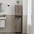 thumbnail image 2 of 67" H Tall Bathroom Storage Cabinet with 2 Barn Doors and 1 Drawer，Narrow Storage Unit, Adjustable Shelves，Floor Cabinet for Bathroom, Living Room, Entryway, Kitchen, Greige, (15.7" W), 2 of 16