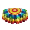 thumbnail image 5 of Colorful Rainbow Tie Dye Spiral Pattern Round Tablecloth 60"x60",Wrinkle Wipeable Table Cloth for Kitchen Dining Room Picnic Patio Party, 5 of 6