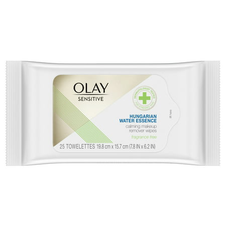 Olay Sensitive Makeup Remover Wipes with Hungarian Water Essence, 25