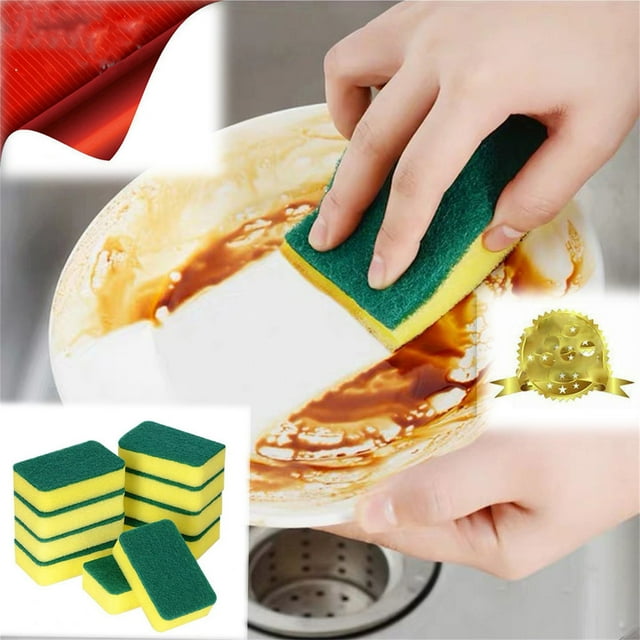 Fiudx Esponja de Cocina, Almohadilla Delimpieza Antirayaduras, Paño de Fibra de Panel, Esponja para Quitar Aceite, para Usar En Sartenes, Solución Ecológica, Juego de 10 Piezas Incluido