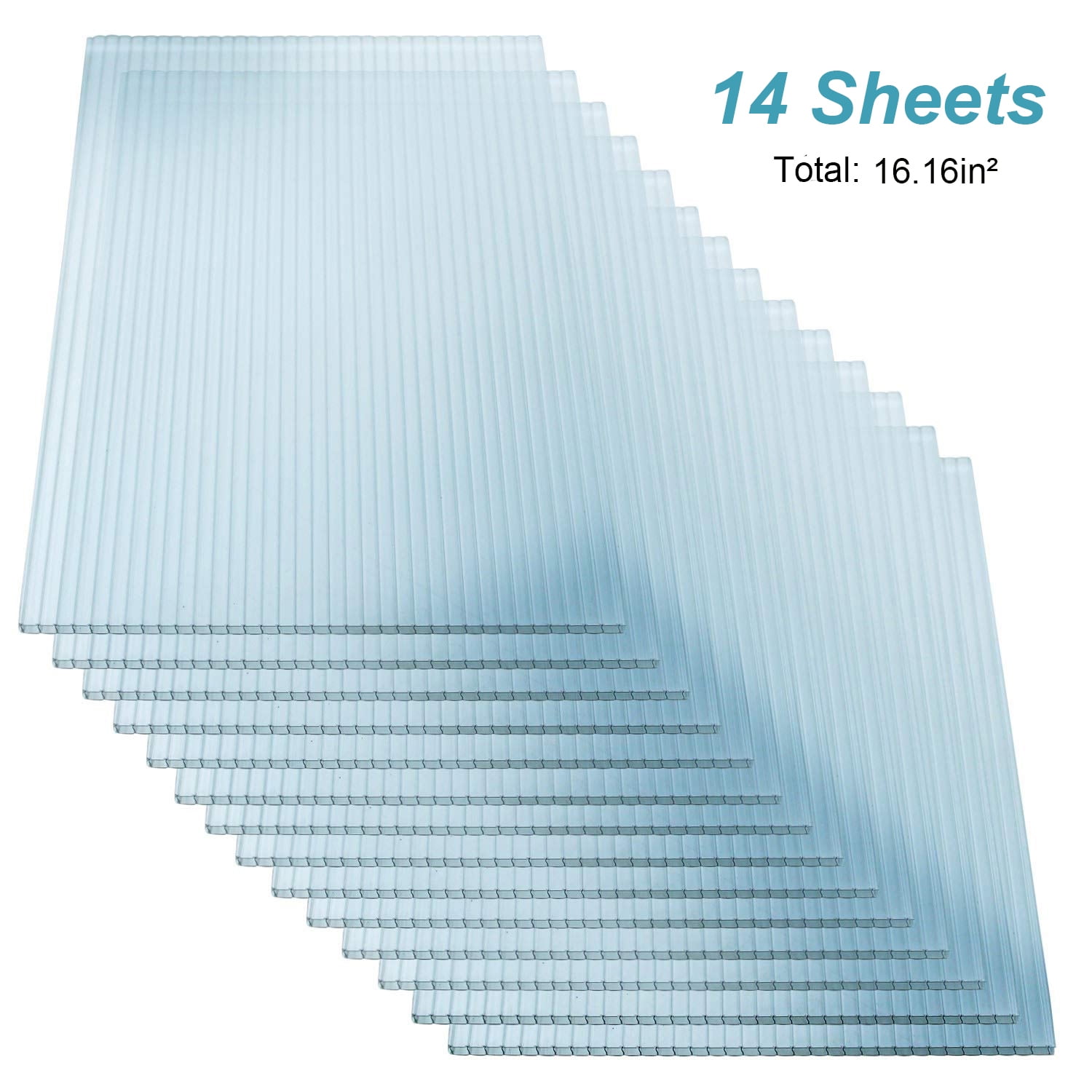 2'x4' Polycarbonate Greenhouse Panels,14 Pcs Twin-Wall 4mm Polycarbonate Waterproof UV Protected Reinforced Clear Sheets, DIY Panels for Outdoor, Plant Stand Roof, Greenhouse