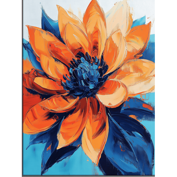 Abstract Orange Flower Oil Painting Decorative Canvas Art， Perfect for Living Room， Bedroom， Office， Dining Room， Kitchen， Bathroom， Study， Hallway and Entryway Decor， 172 characters.