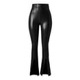 thumbnail image 5 of Leather Pants Women Pu Leather Flared Pants High Waist Elastic Pants Slit Pants Leather Leggings Black XL, 5 of 5