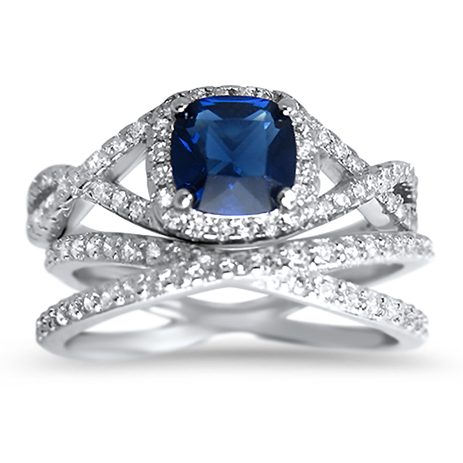 3MM Half Eternity Wedding Engagement Band Ring Princess Cut Simulated Aquamarine CZ 925 Sterling Silver Blue Apple Co