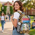 thumbnail image 3 of ZIATUBLES Clear Backpack, Heavy Duty Fabric & PVC Transparent Bookbag with Cow Sunflower Leopard Bow Print, Large Capacity See Through Backpack for School College Work Travel Security, 3 of 7