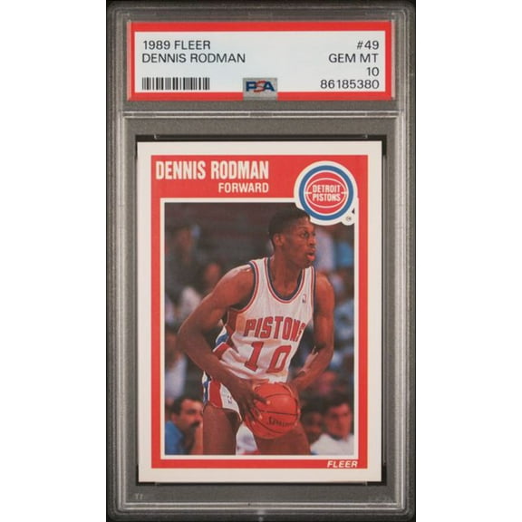 Graded 1989 Fleer Dennis Rodman #49 2nd Year Basketball Card PSA 10 Gem Mint