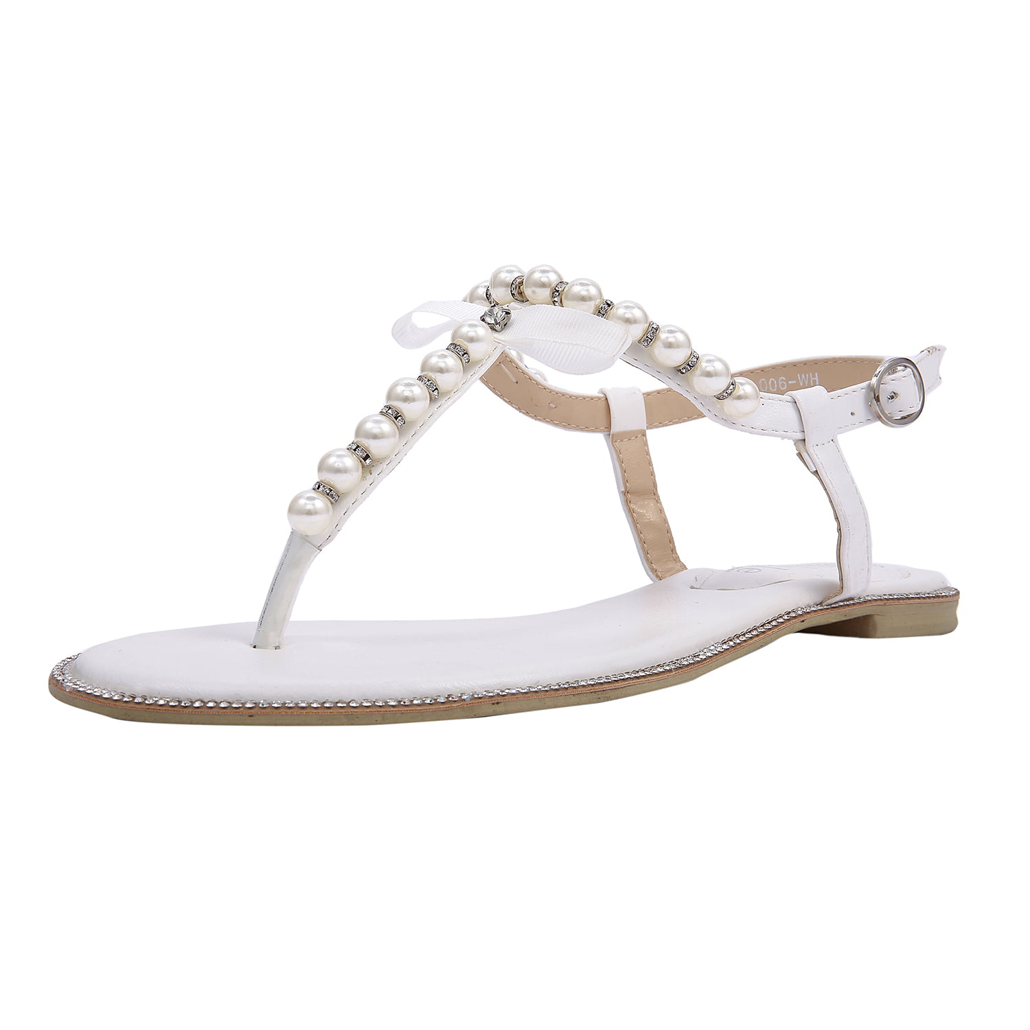 ladies white flat sandals