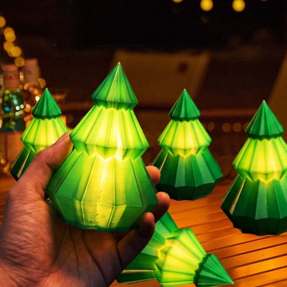 Gaecuw Christmas 3D Luminous Lamp, LED Tree Night Light with Cozy Warm Illumination, adds Holiday Spirit to Desk and Shelf Spaces, 3.15x2.36 Inch, Perfect for Christmas Party Favors, Green
