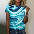 thumbnail image 1 of MITCOWBOY Hauts pour Femmes, T-Shirt à Manches Courtes Imprimé Fleuri Printemps Été Col Rond, Chemises pour Femmes, Chemises Roses pour Femmes, Bleu S (Liquidation), 1 of 5