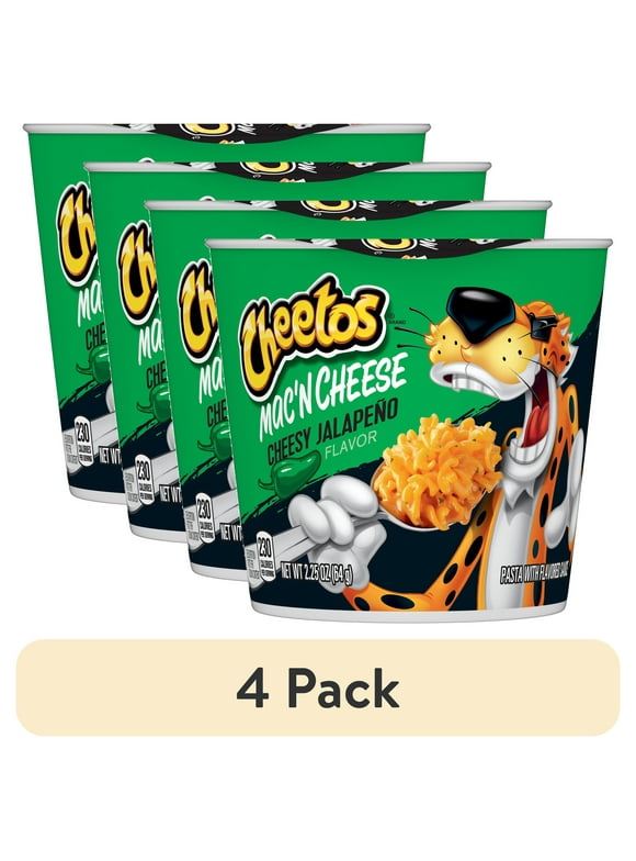 (4 pack) Cheetos Mac 'N Cheese, Cheesy Jalapeno Flavor, Mac and Cheese, Macaroni and Cheese, 2.25 oz Cup